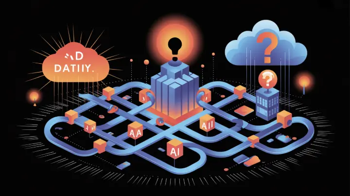Abstract visual representing the real-world deployment challenges for agentic AI systems.