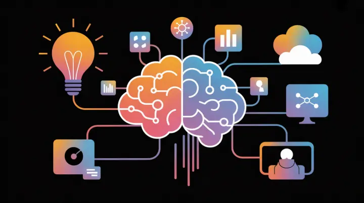 An abstract visual representing the interconnected network of an agentic AI system
