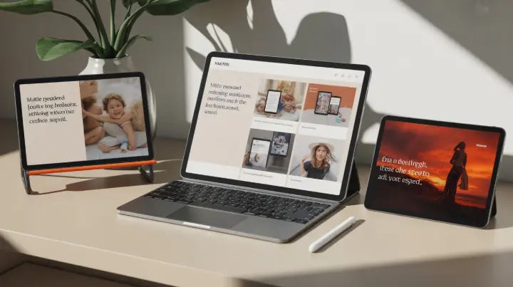 Multiple devices showing personalized AI-generated marketing content for different customer segments