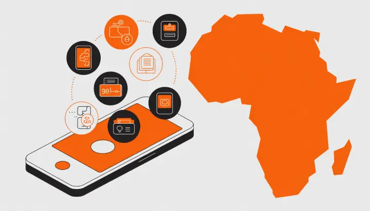 Alt: "Mobile money transaction network across Africa showing digital financial inclusion growth statistics"