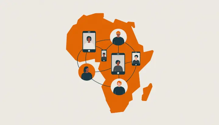 Alt: "Future of financial inclusion with AI-powered mobile money networks connecting underserved communities"